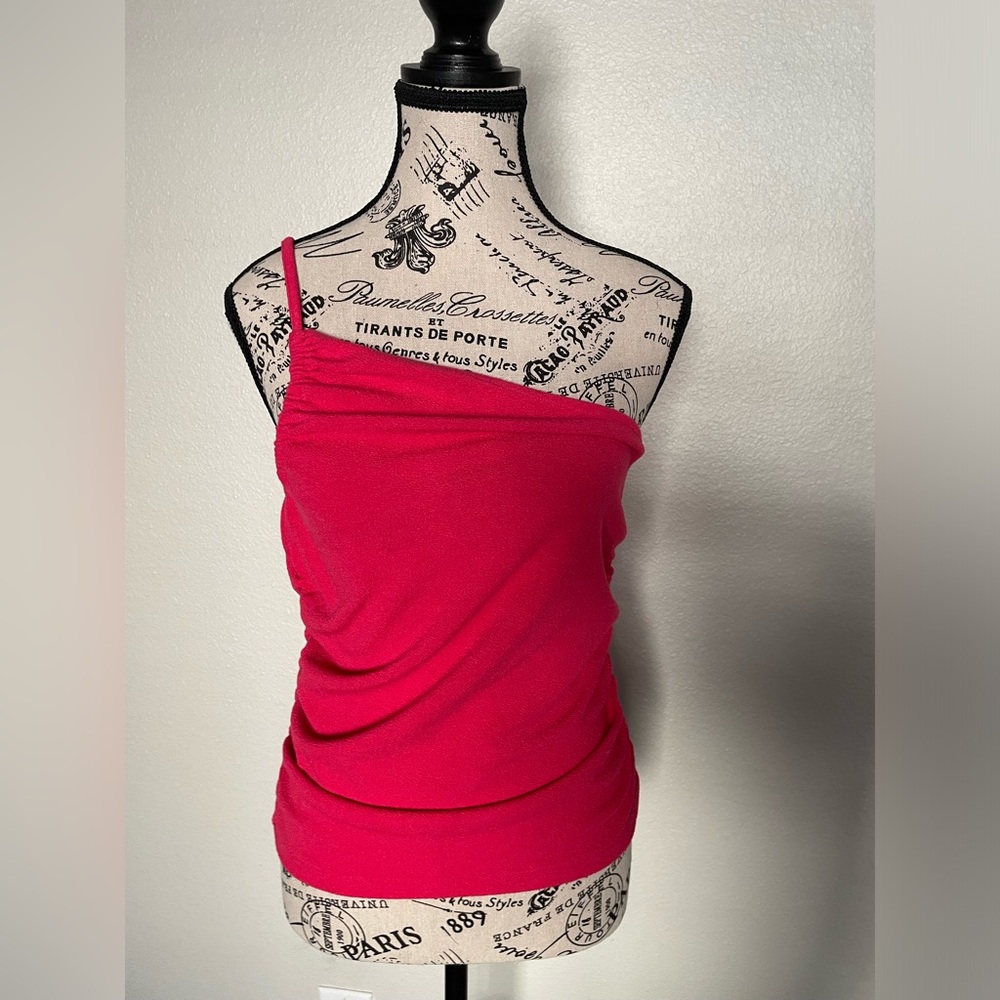Sanctuary hot pink asymmetrical ruched textured tank top